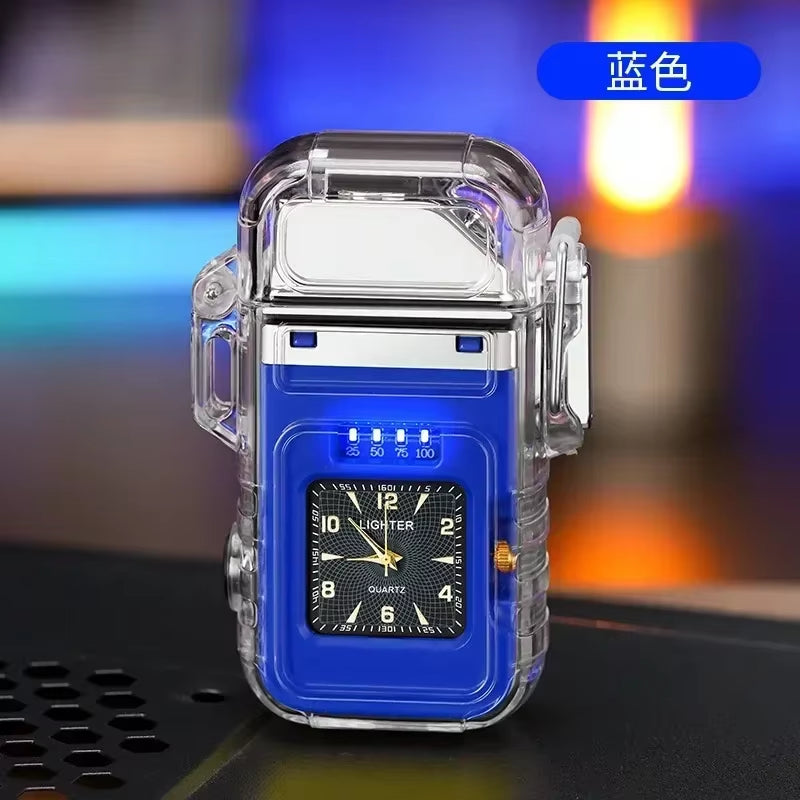 Waterproof USB Plasma Rechargeable Lighter Watch - Windproof Outdoor Cigarette Lighter Gift for Men